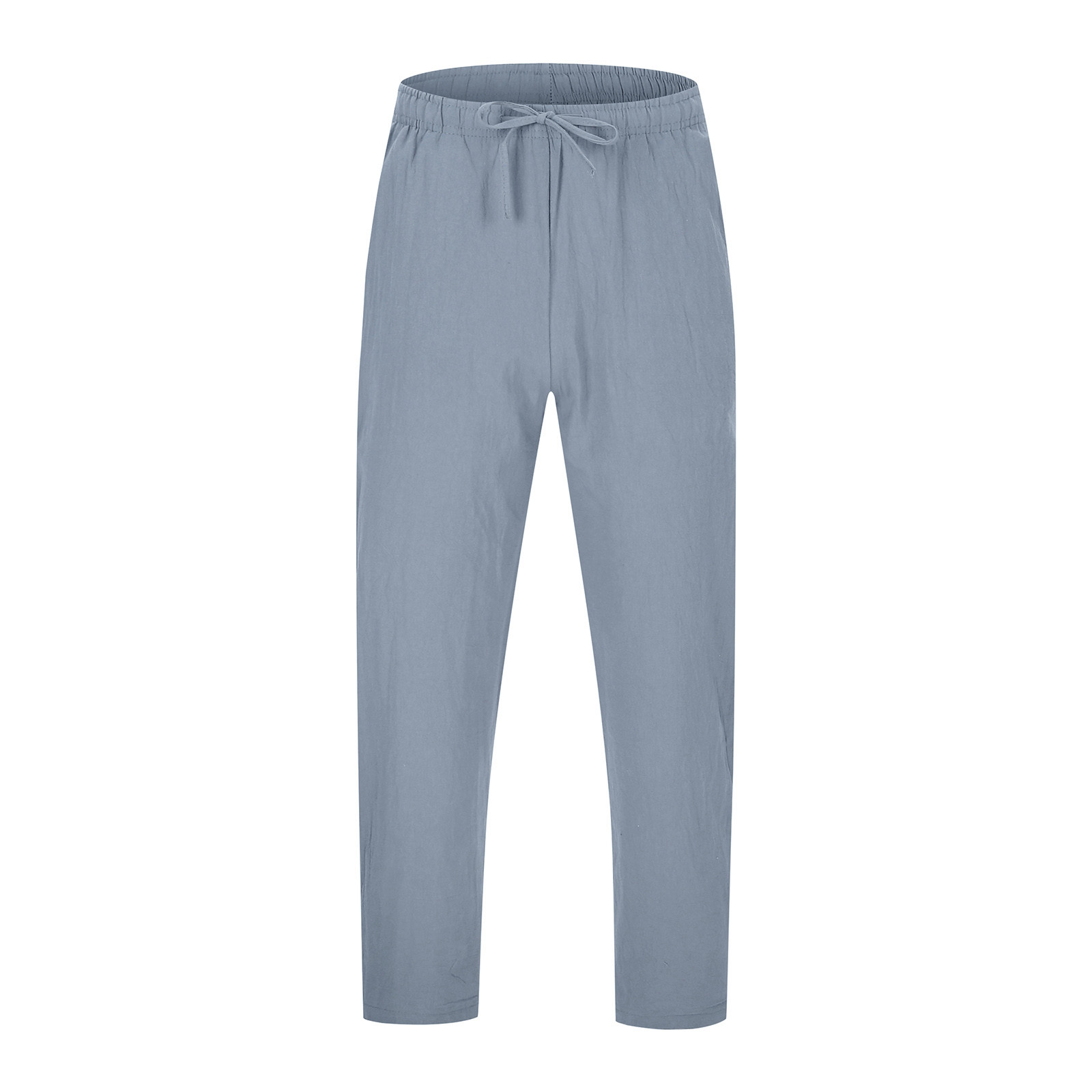 thumbnail image 2 of Pantalones informales de lino con cordón para hombre - Cintura elástica, bolsillos laterales - Ligeros y transpirables - Para la playa, el yoga y el verano, 2 of 8